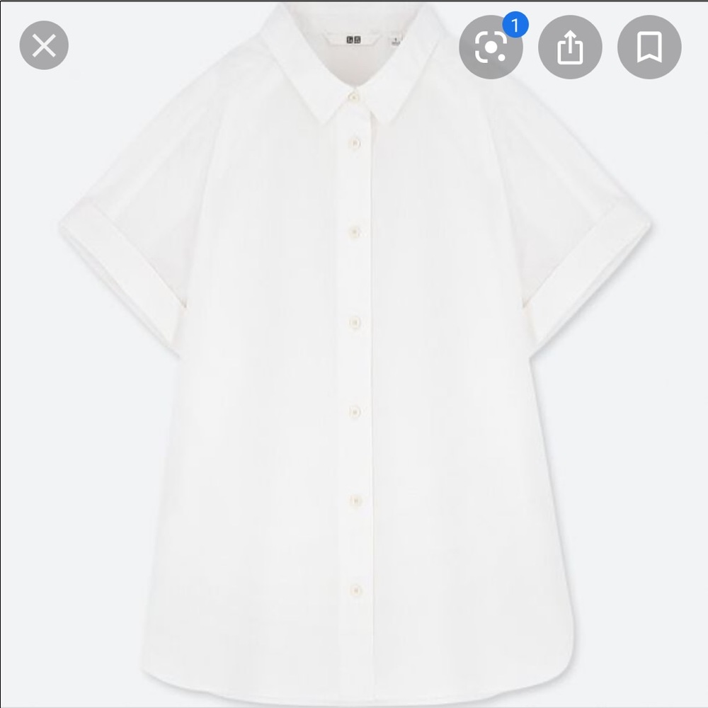 NWT Uniqlo White Cotton Short Sleeve Button Down